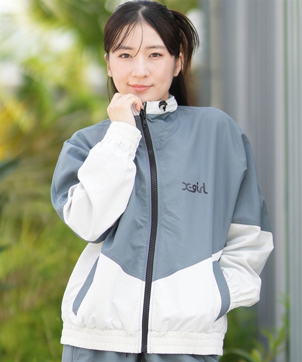 X-girl SPORTS エックスガールスポーツ ジャージ トラックジャケット レディース シンプル ロゴ WIND UP JACKET 155253021001