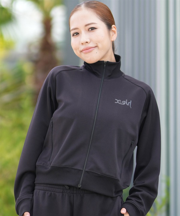 X-girl SPORTS エックスガールスポーツ ジャージ トラックジャケット レディース セットアップ対応 クロップド丈 ショート丈 155253021007
