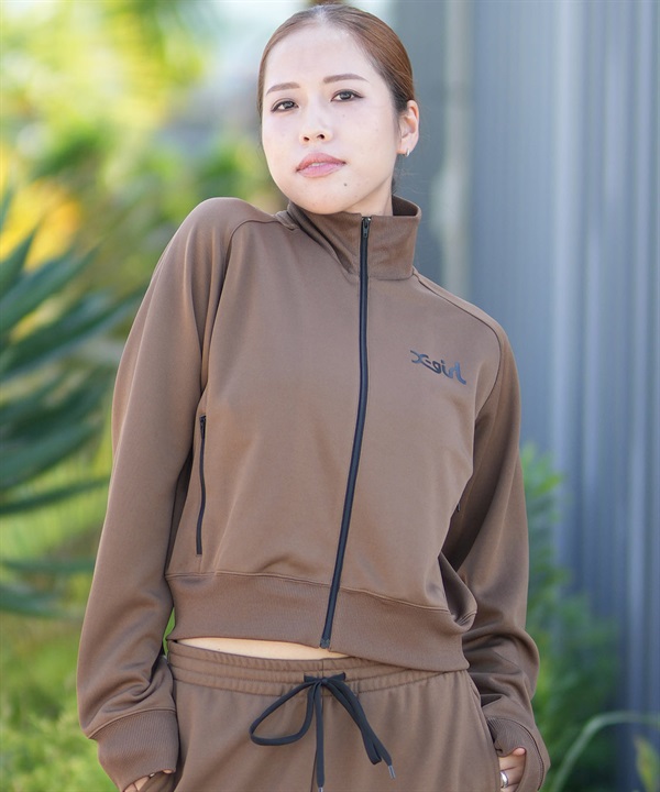 X-girl SPORTS エックスガールスポーツ ジャージ トラックジャケット レディース セットアップ対応 クロップド丈 ショート丈 155253021007