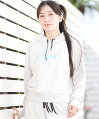 X-girl SPORTS エックスガールスポーツ プルオーバー パーカー レディース クロップド丈 ショート丈 ロゴ 155253012002(WH-M)