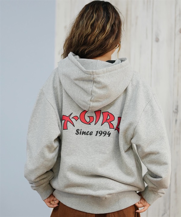 X-GIRL エックスガール ジップアップ パーカー レディース バックプリント ロゴ ARCH LOGO ZIP UP HOODIE 105253012022