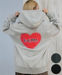 X-GIRL エックスガール ジップアップ パーカー レディース バックプリント ロゴ HEART ZIP UP HOODIE 105253012024(ASH-S)