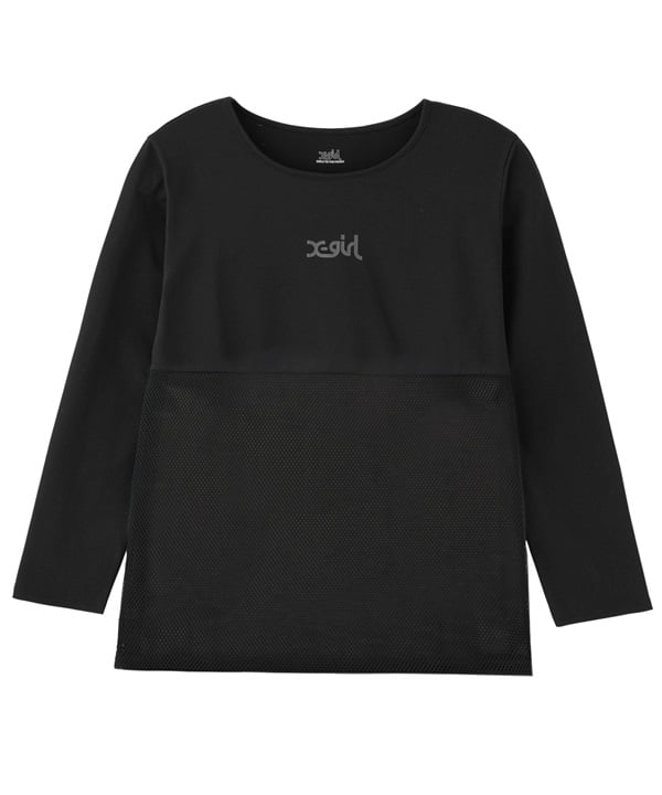 X-girl SPORTSエックスガールスポーツ長袖 Tシャツ レディース ロンT メッシュ UVカット 吸水速乾 接触冷感 155251013008