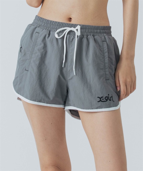 X-girl SPORTSエックスガールスポーツショートパンツ レディース ナイロンパンツ UVカット 撥水 防風 155251031002