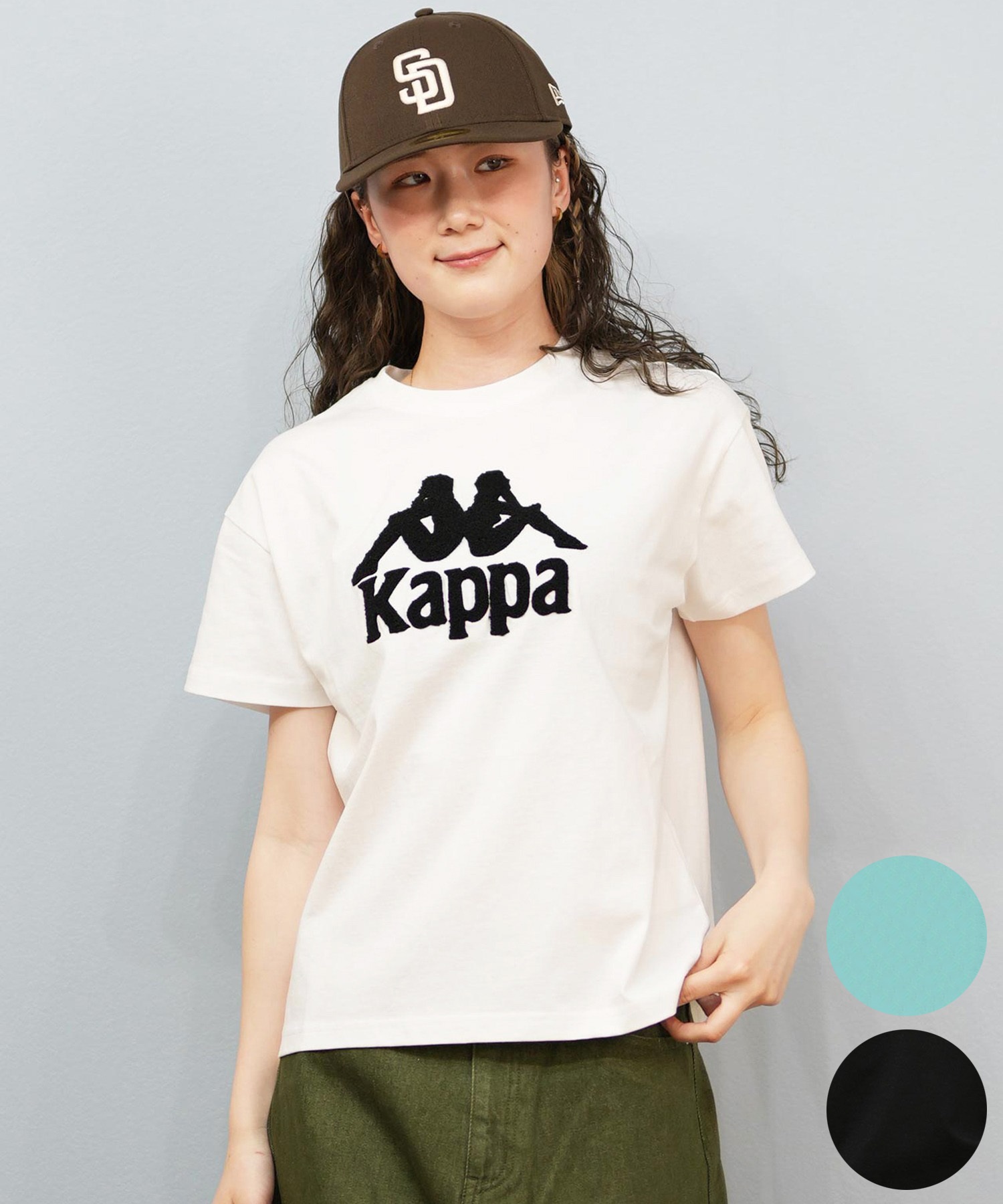 Kappa カッパ 半袖 Tシャツ レディース ロゴ サガラ刺繍 シンプル