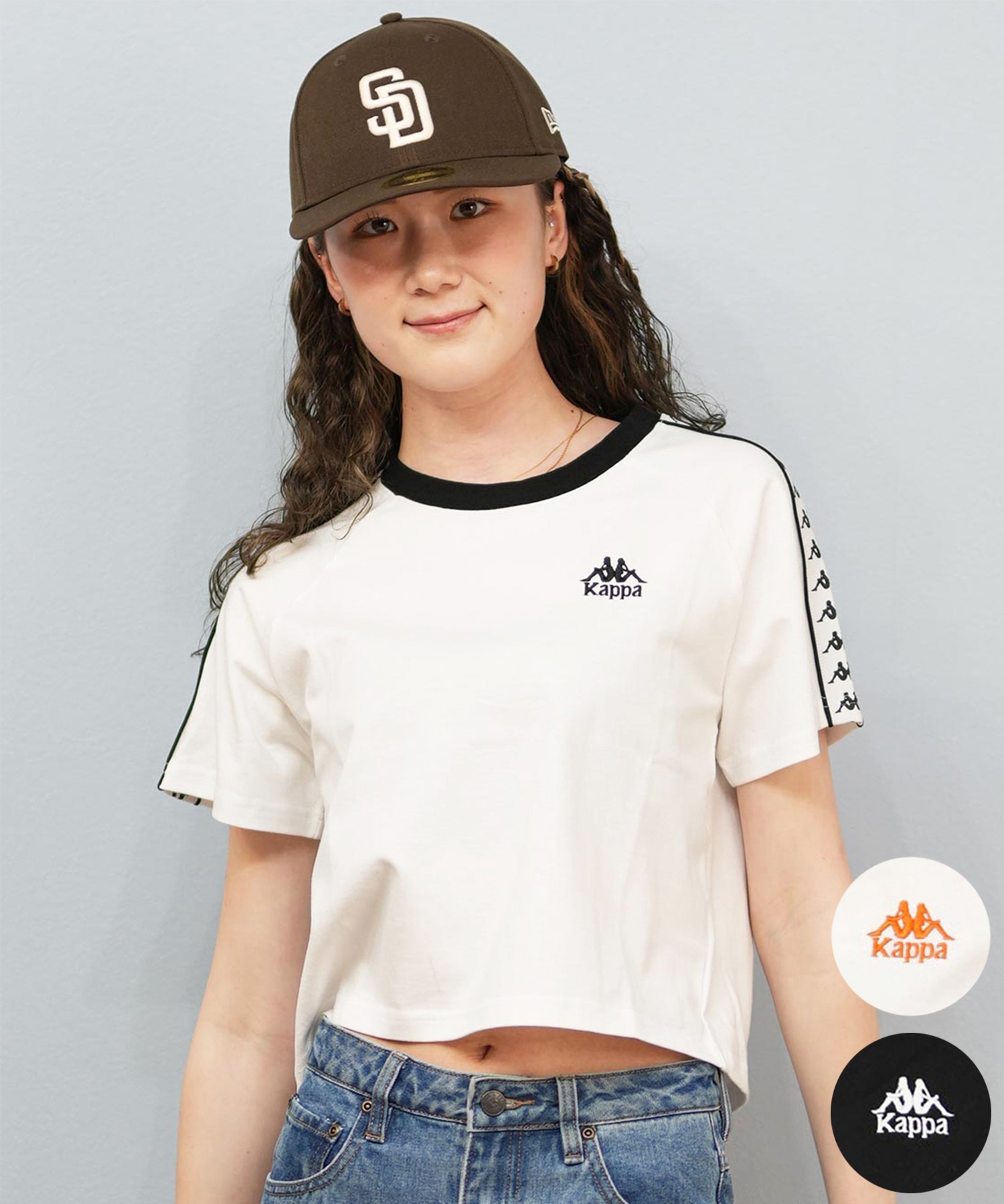 Kappa カッパ 半袖 Tシャツ レディース リンガーTシャツ クロップド丈