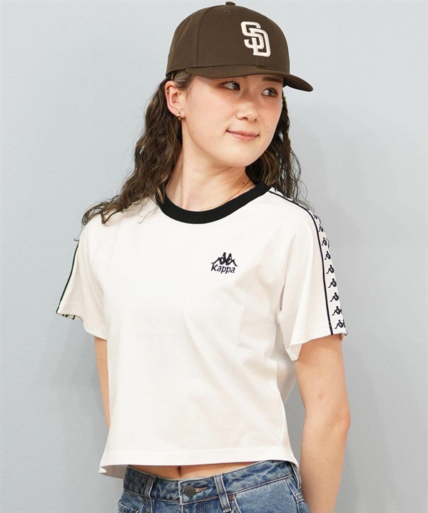 Kappa カッパ 半袖 Tシャツ レディース リンガーTシャツ クロップド丈 ショート丈 ロゴ 215938