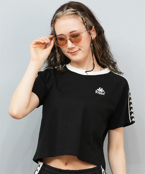 Kappa カッパ 半袖 Tシャツ レディース リンガーTシャツ クロップド丈 ショート丈 ロゴ 215938