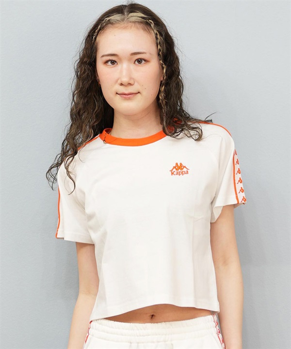 Kappa カッパ 半袖 Tシャツ レディース リンガーTシャツ クロップド丈 ショート丈 ロゴ 215938