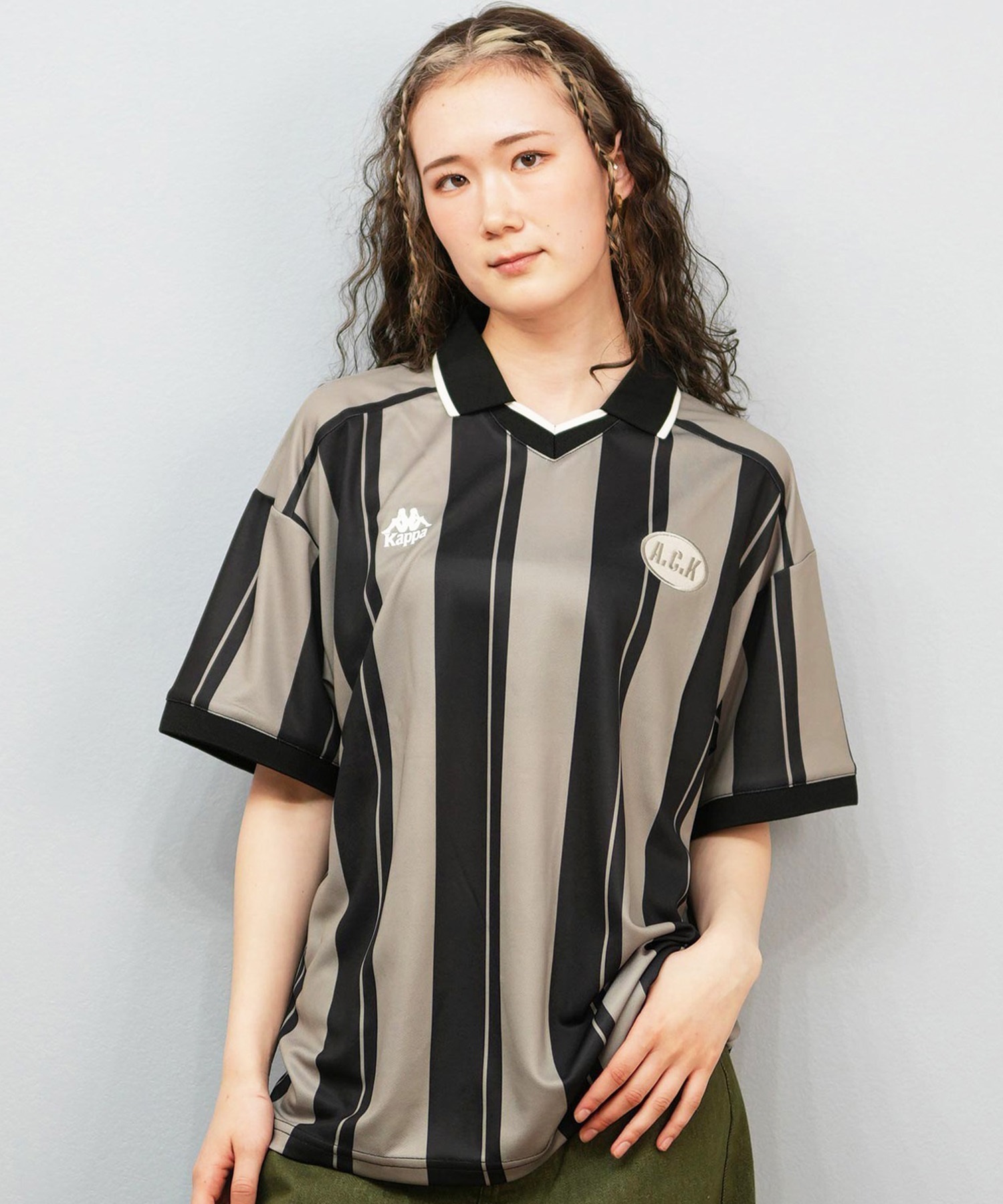 Kappa カッパ 半袖 シャツ レディース ポロシャツ ゲームシャツ ロゴ 215932(BK-M)