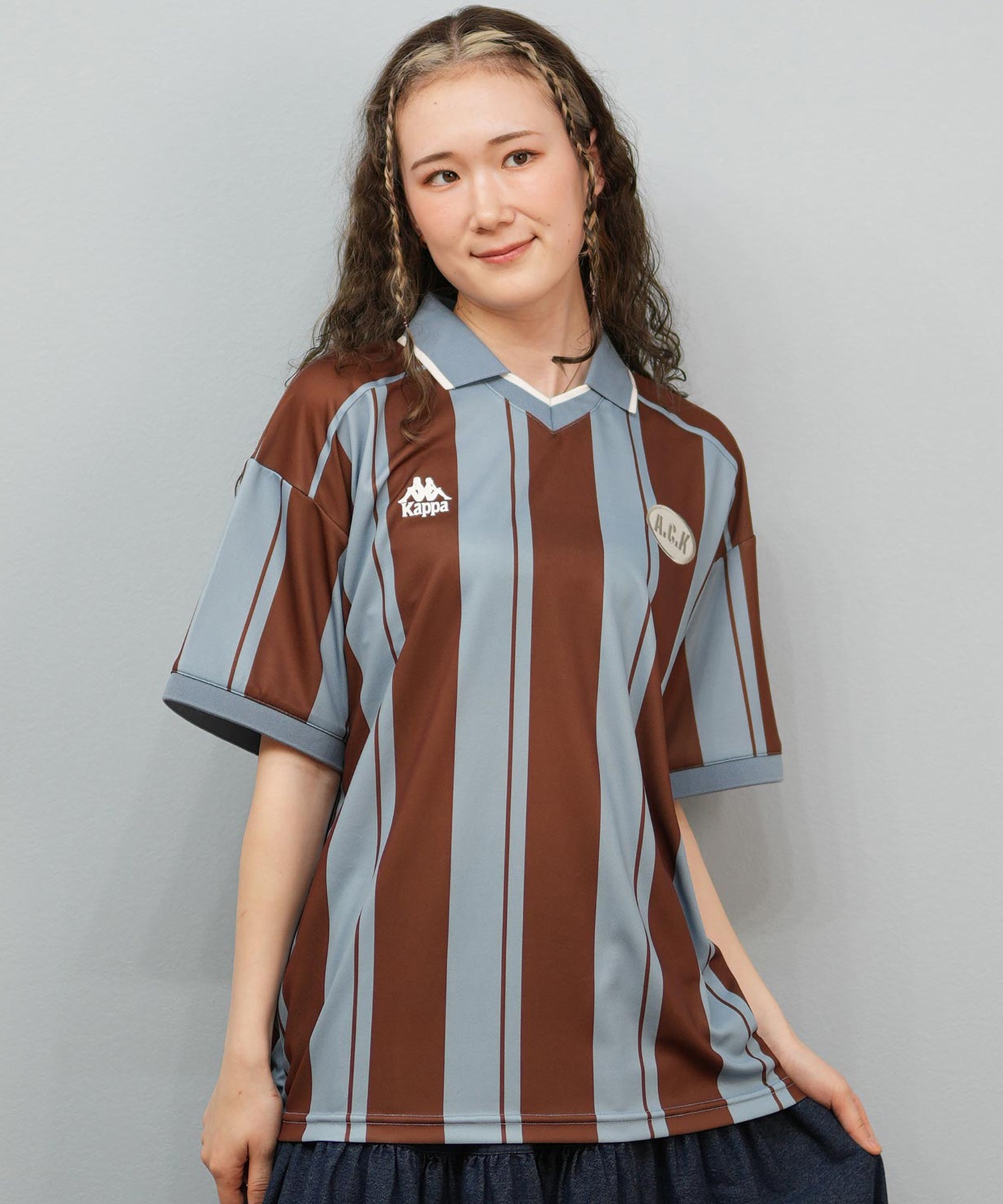 Kappa カッパ 半袖 シャツ レディース ポロシャツ ゲームシャツ ロゴ 215932(BN-M)
