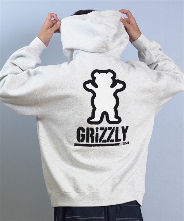 GRIZZLY グリズリー プルオーバー パーカー メンズ スウェット フーディー バックプリント EMBROIDERY BEAR PARKER G25FW-4304