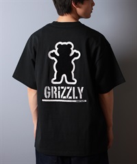 GRIZZLY グリズリー 半袖 Tシャツ メンズ バックプリント BIG PRINT BEAR G25SS1402 ムラサキスポーツ限定(BLK-M)