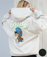 GRIZZLY グリズリー プルオーバー パーカー レディース バックプリント ロゴ KNIT HAT SMOKEY G25FW-4333(BLK-M)