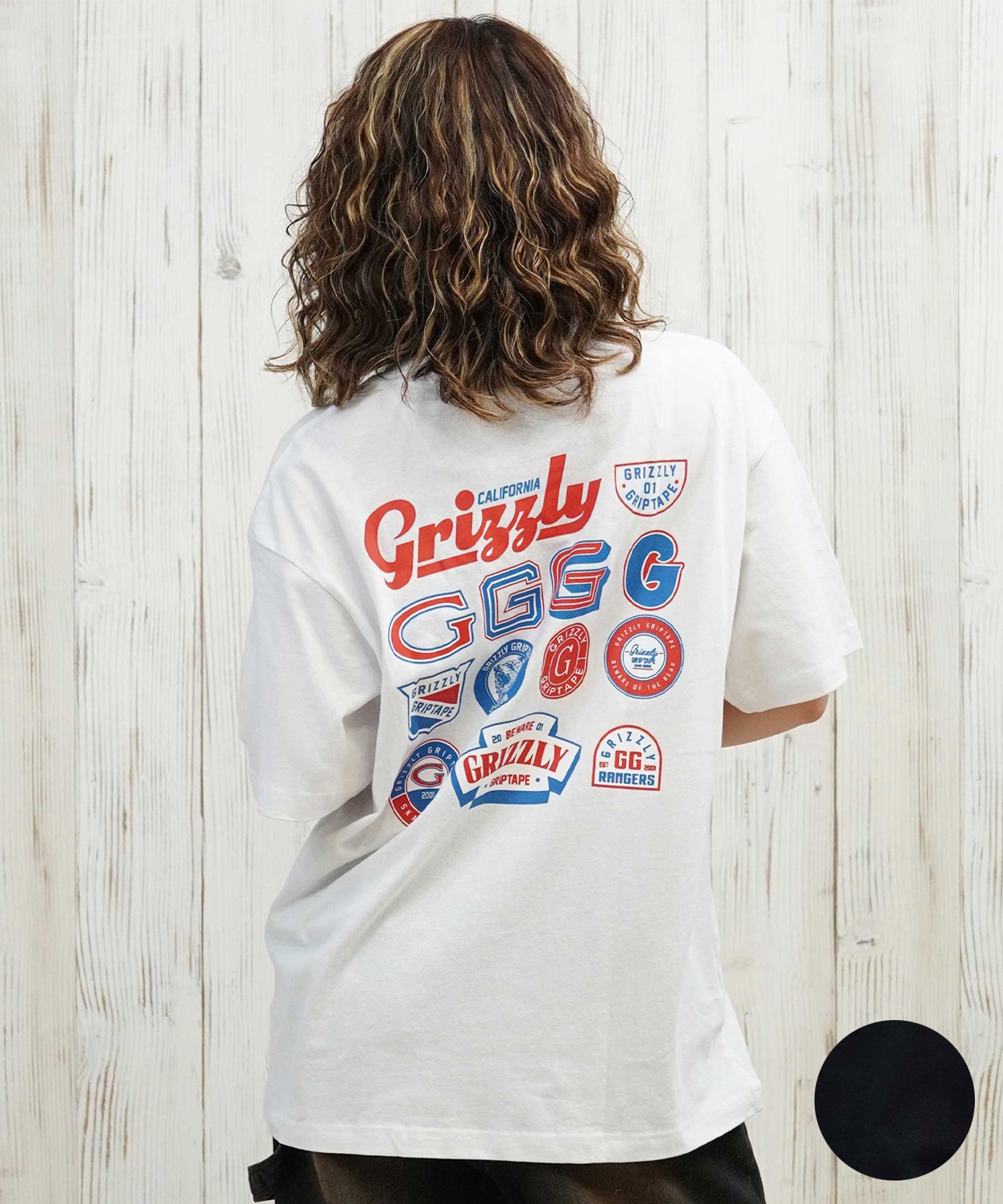 GRIZZLY グリズリー 半袖 Tシャツ レディース バックプリント オーバーサイズ G25SS1431(BLK-M)