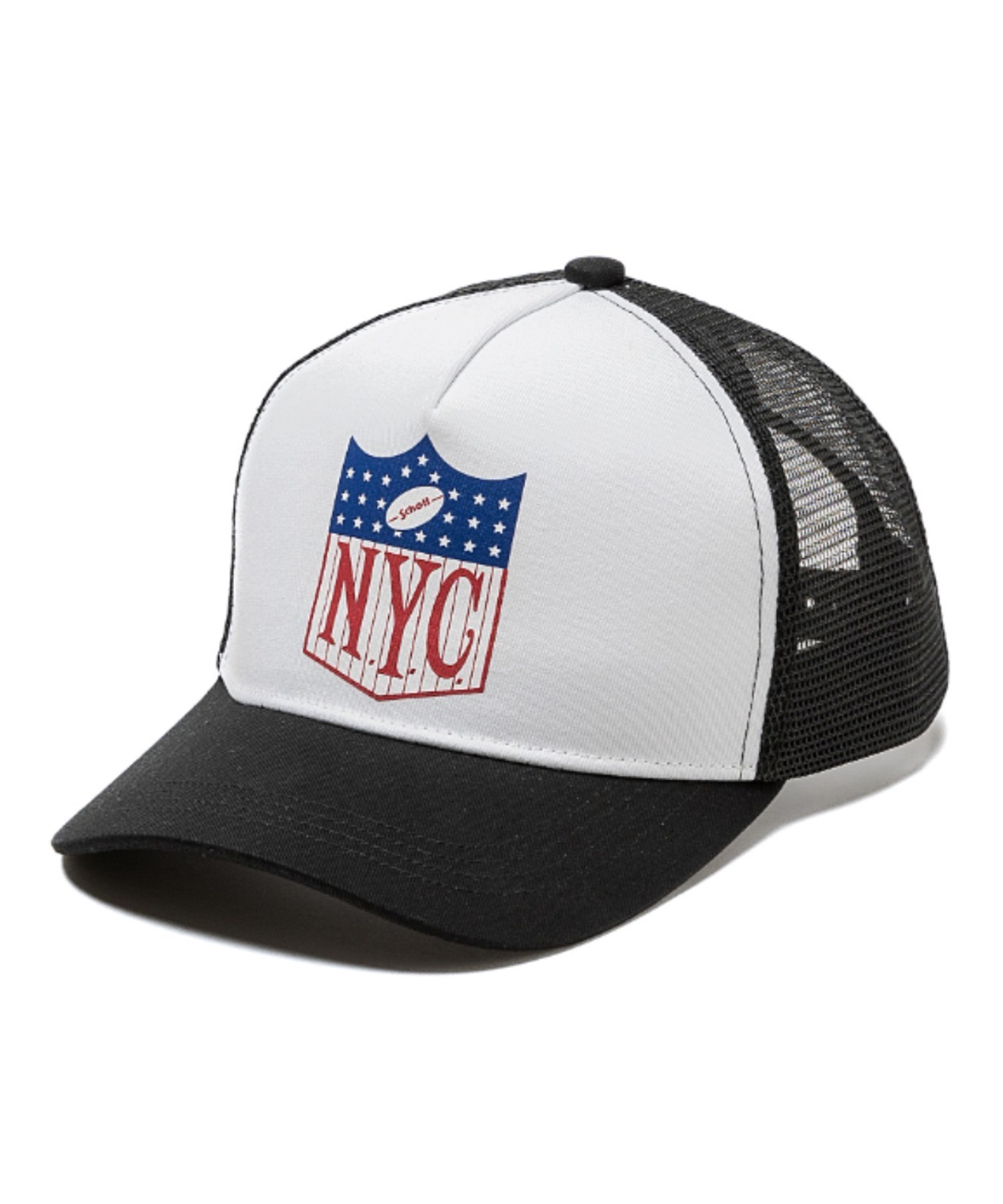 SCHOTT ショット キャップ 帽子 メッシュ トラッカー フリーサイズ NYC TRUCKER CAP SC120(BK/WT-FREE)