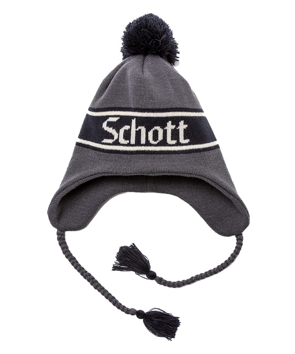 SCHOTT ショット ニット帽 ビーニー ニットキャップ ポンポン EARFLAP KNIT SC141
