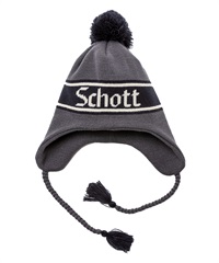 SCHOTT ショット ニット帽 ビーニー ニットキャップ ポンポン EARFLAP
