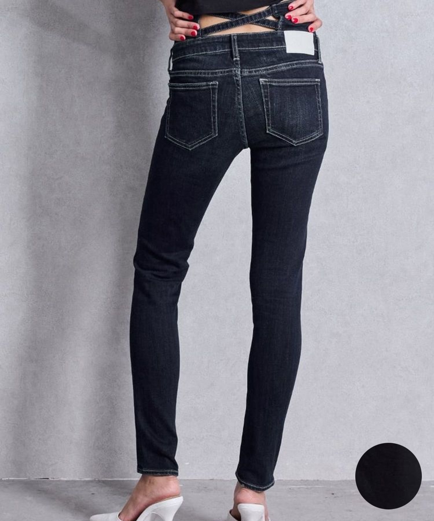 GYDA ジェイダ デニム ロングパンツ レディース ハイウエスト ウエスト