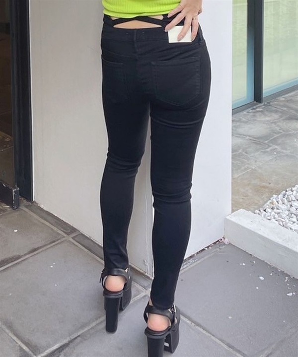 GYDA ジェイダ デニム ロングパンツ レディース ハイウエスト ウエストクロス スキニー デニムパンツ 072542418301