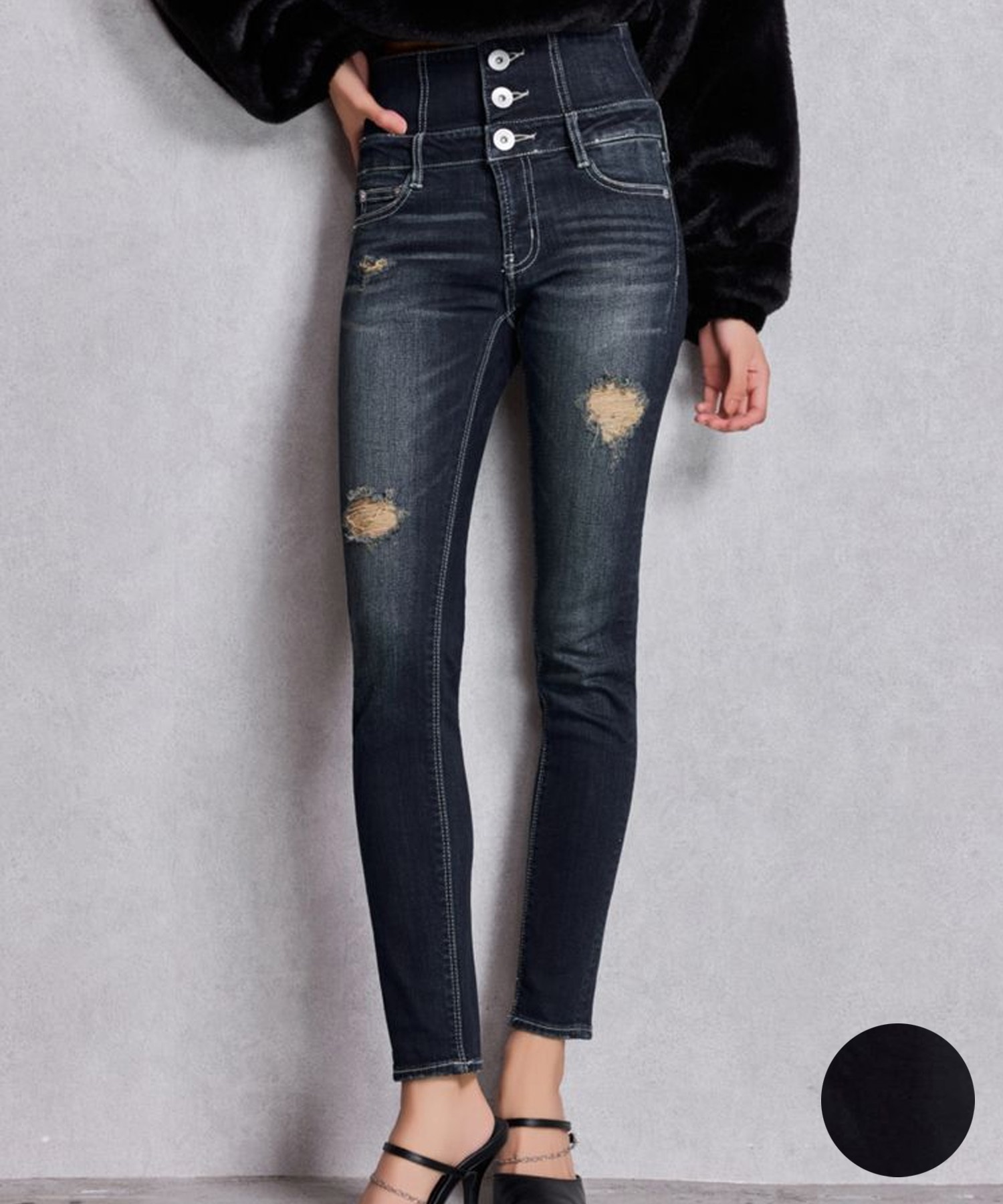 GYDA ジェイダ デニム ロングパンツ レディース ハイウエスト バック