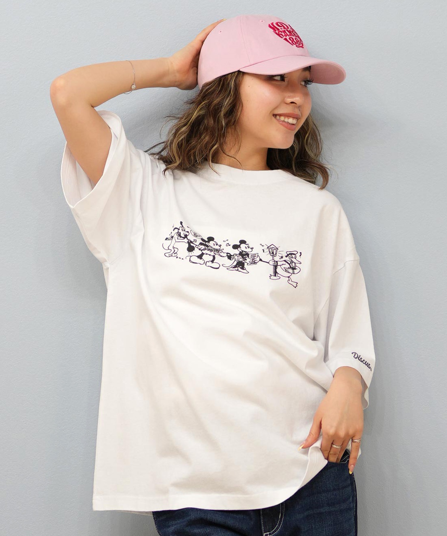 DISCUS ATHLETIC ディスカスアスレチック × Disney ディズニー コラボ 半袖 Tシャツ レディース ミッキーマウス 5287-5975(90OF-M)