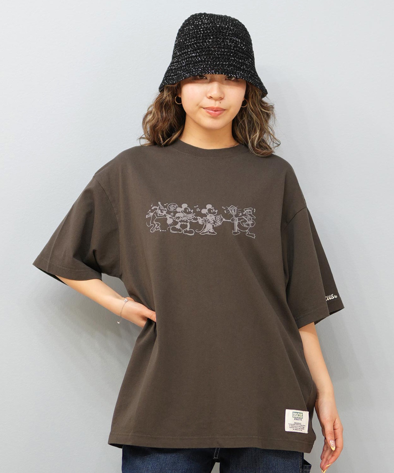DISCUS ATHLETIC ディスカスアスレチック × Disney ディズニー コラボ 半袖 Tシャツ レディース ミッキーマウス 5287-5975(92BK-M)