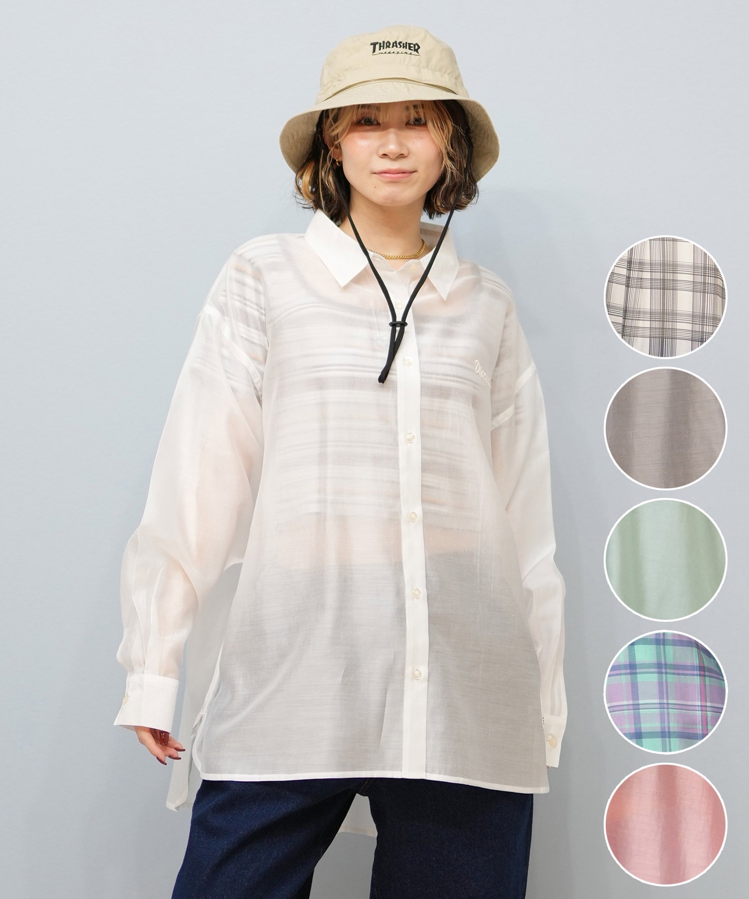 DISCUS ATHLETIC ディスカスアスレチック 長袖 シャツ レディース シアーシャツ オーバーサイズ 5287-5974(08PK-FREE)