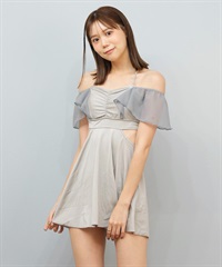 SARAEMERGE サラエマージュ 水着 ワンピース レディース フリル オフショル シンプル 大人っぽい SE25-03(GRY-9)