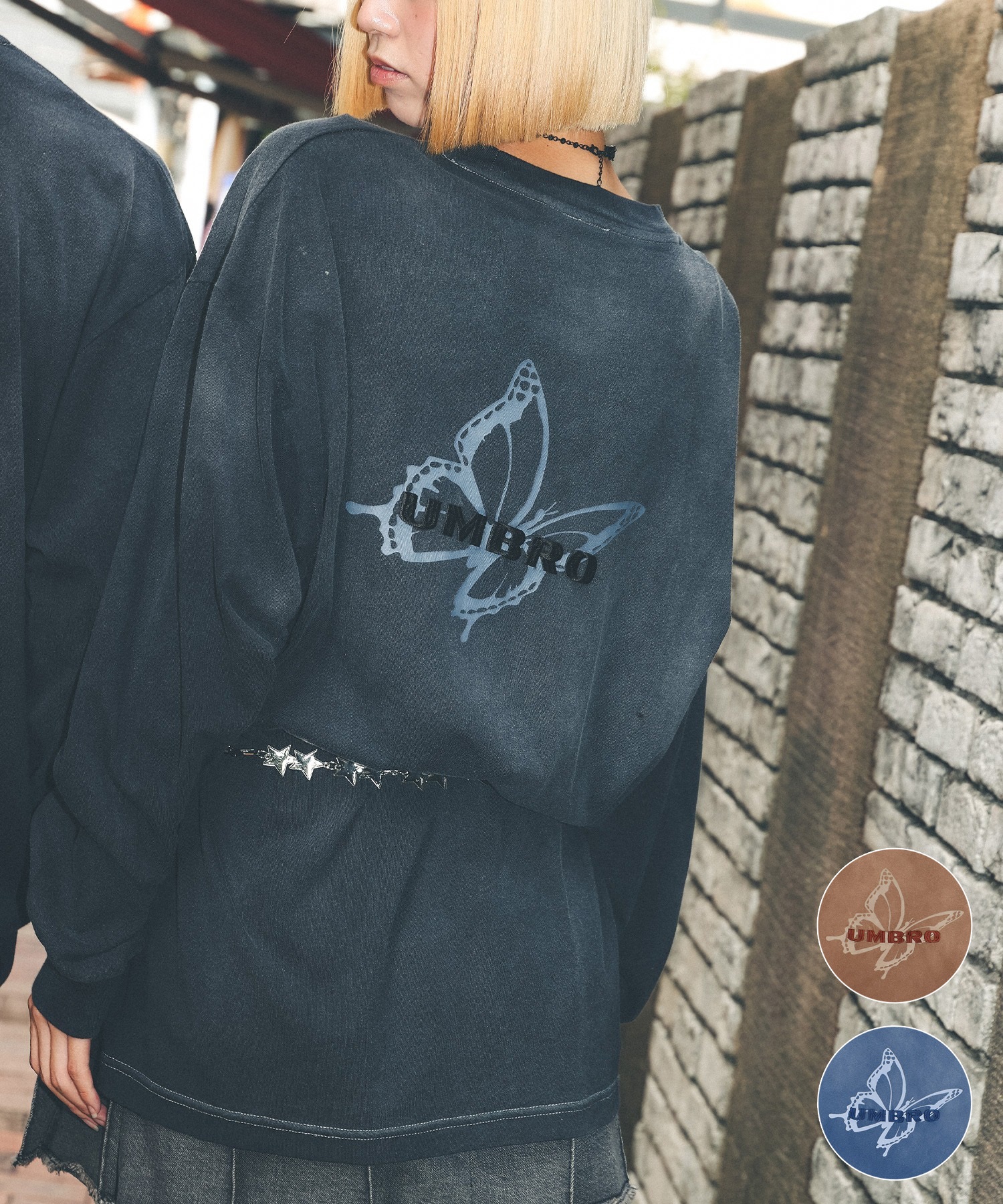 UMBRO アンブロ × Younger Song ヤンガーソング コラボ 長袖 Tシャツ ロンT MD27-LST02A ムラサキスポーツ限定(BLACK-S)