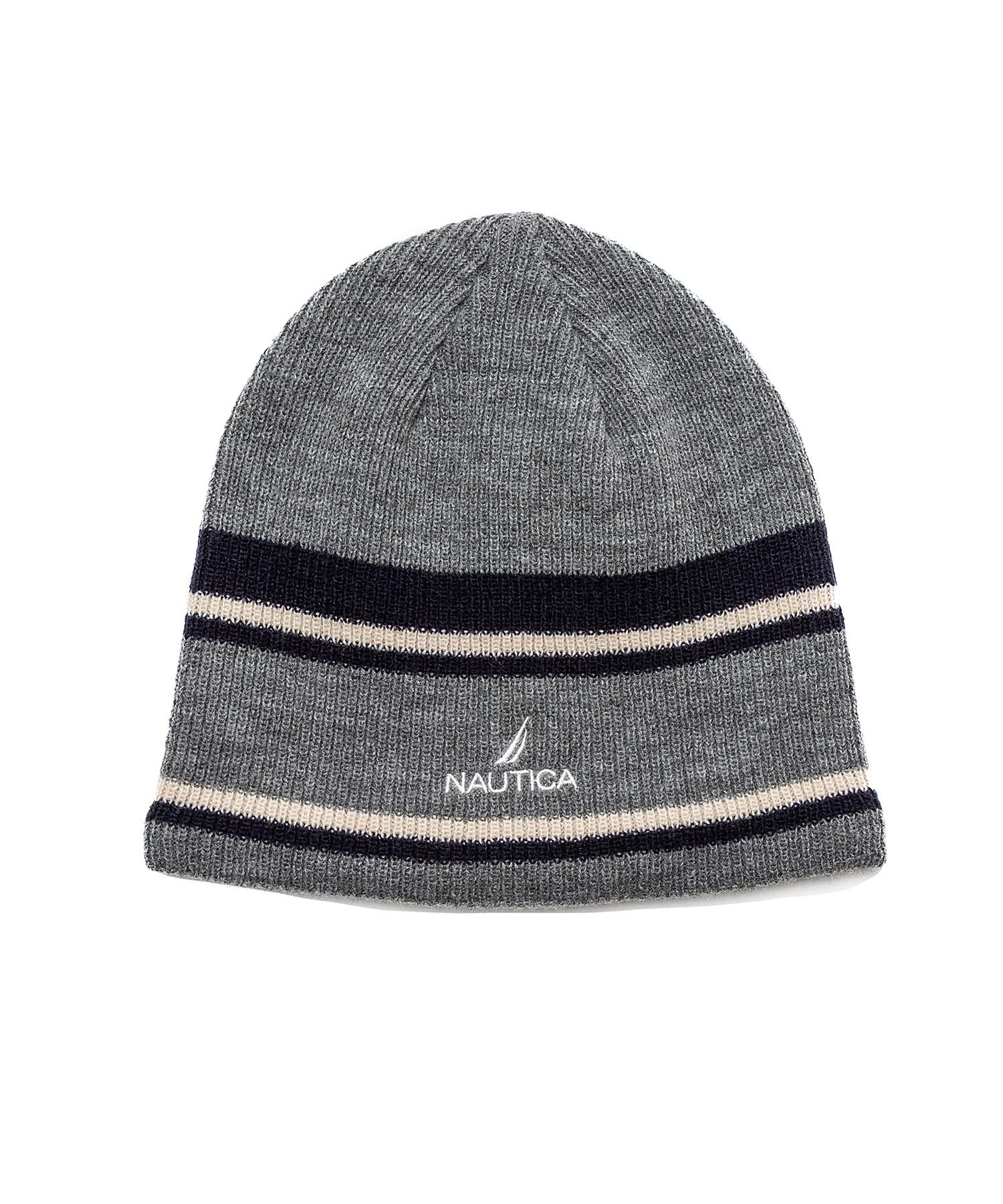 未使用・タグ付！イタリア製USUALISラインストーンニット帽 NAUTICA ノーティカ ニット帽 ビーニー ニットキャップ LINE KNIT