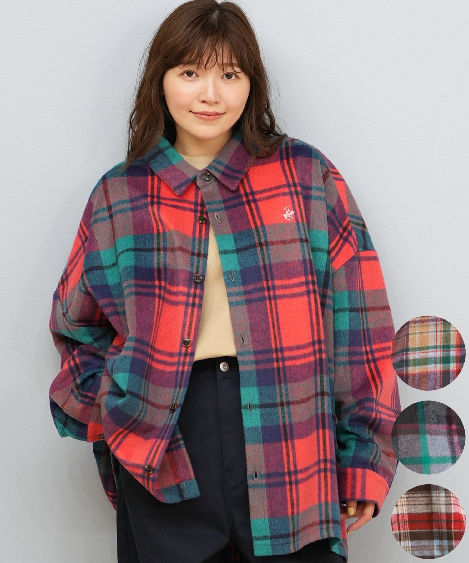 BEVERLY HILLS POLO CLUB シャギーチェックシャツ WOMENS】BEVERLYHILLS POLO CLUB/BIGシャギーチェックシャツ