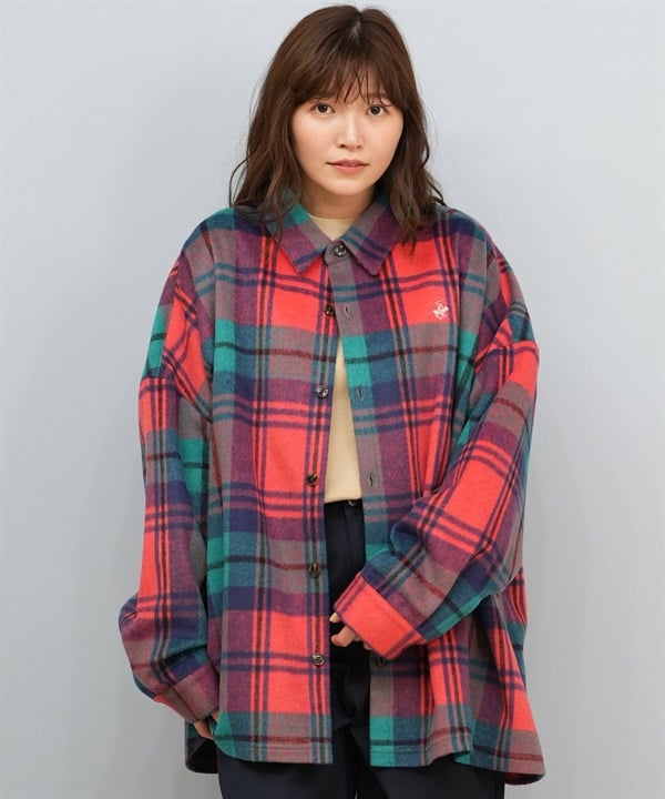 BEVERY HILLS P.C ビバリーヒルズポロクラブ ジャケット レディース チェック ユニセックス シャギーチェックシャツジャケット 5487-6142