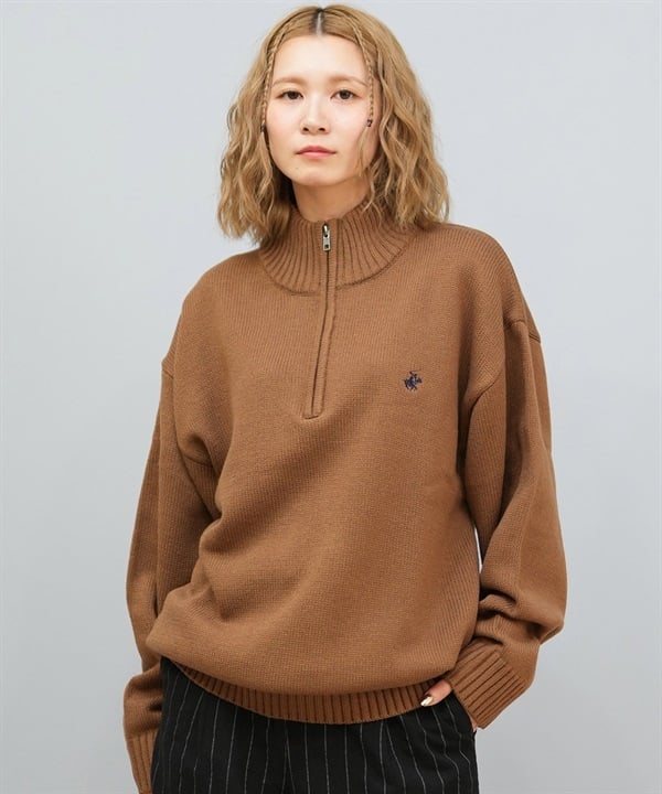 BEVERY HILLS P.C ビバリーヒルズポロクラブ ニット セーター レディース ハーフジップ ニットセーター 5422-9751