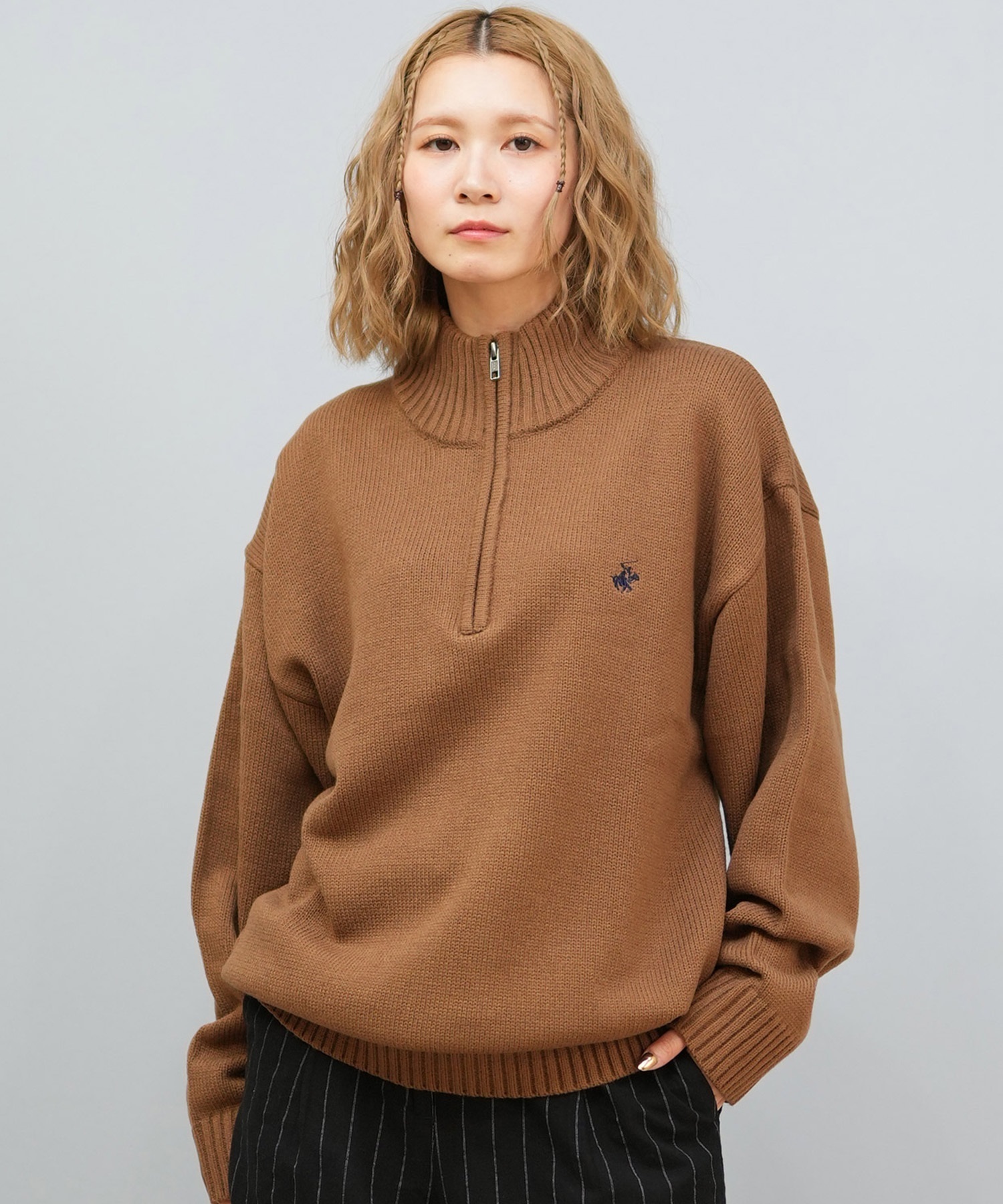 BEVERY HILLS P.C ビバリーヒルズポロクラブ ニット セーター レディース ハーフジップ ニットセーター 5422-9751(17BR-L)