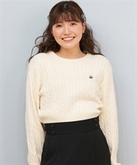 BEVERY HILLS P.C ビバリーヒルズポロクラブ ニット セーター レディース クロップド丈 ショート丈 ケーブル編み 5487-6752(28IV-M)
