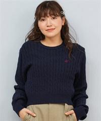 BEVERY HILLS P.C ビバリーヒルズポロクラブ ニット セーター レディース クロップド丈 ショート丈 ケーブル編み 5487-6752(67NV-M)