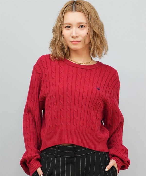 BEVERY HILLS P.C ビバリーヒルズポロクラブ ニット セーター レディース クロップド丈 ショート丈 ケーブル編み 5487-6752