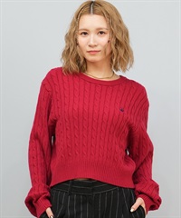 BEVERY HILLS P.C ビバリーヒルズポロクラブ ニット セーター レディース クロップド丈 ショート丈 ケーブル編み 5487-6752(01RD-M)