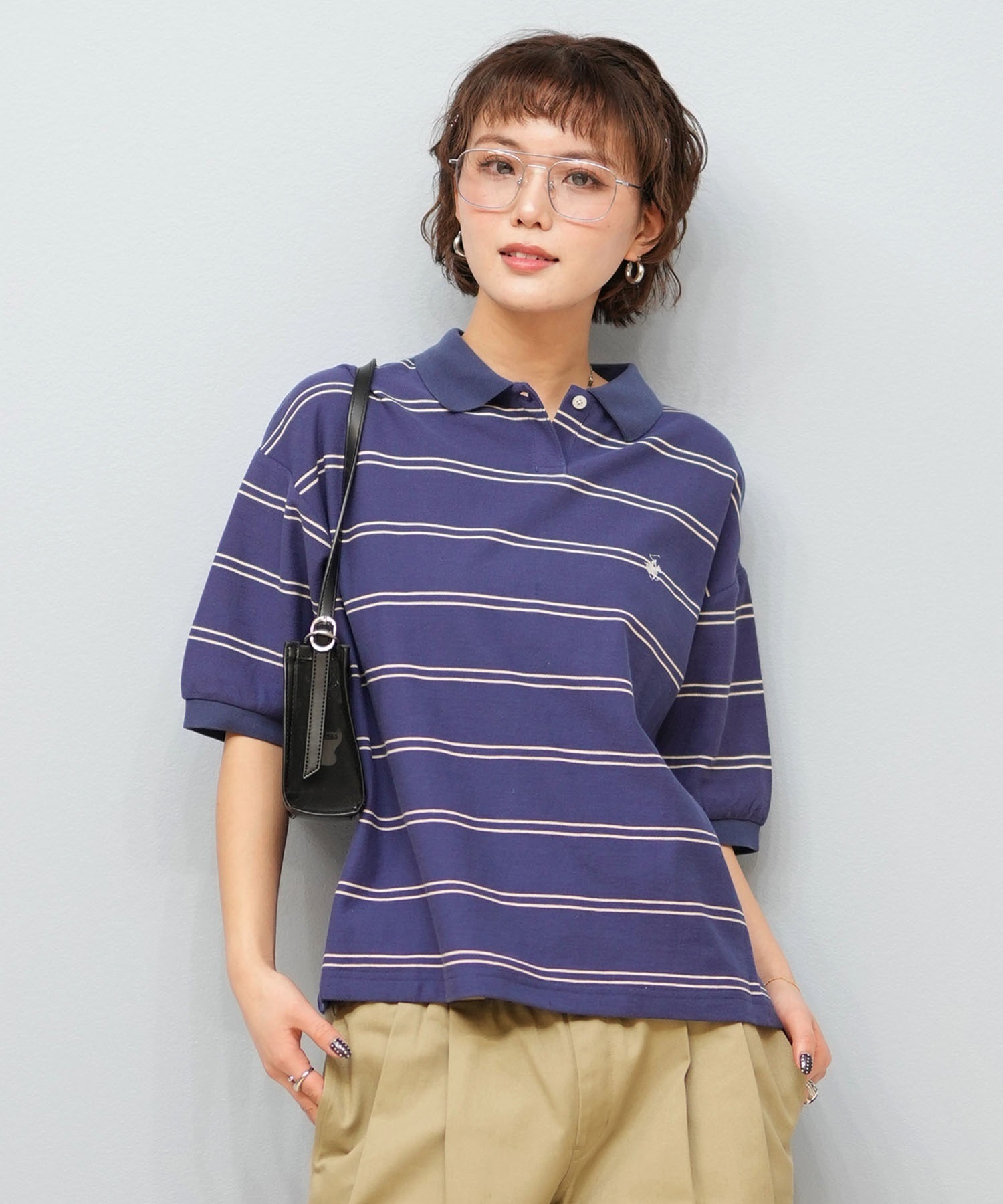 BEVERY HILLS P.C ビバリーヒルズポロクラブ 半袖 ポロシャツ レディース ワンポイント ボーダー 5287-5752(91BL-M)