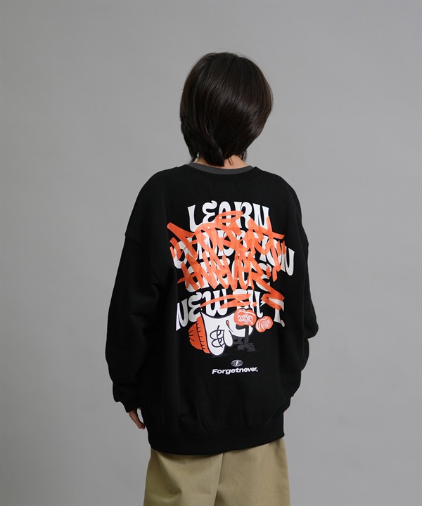 FORGET NEVER フォーゲットネバー トレーナー スウェット キッズ ジュニア 子供 クルーネック バックプリント 裏毛 254OO3TR198FN ムラサキスポーツ限定