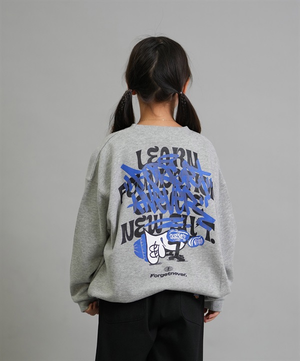 FORGET NEVER フォーゲットネバー トレーナー スウェット キッズ ジュニア 子供 クルーネック バックプリント 裏毛 254OO3TR198FN ムラサキスポーツ限定