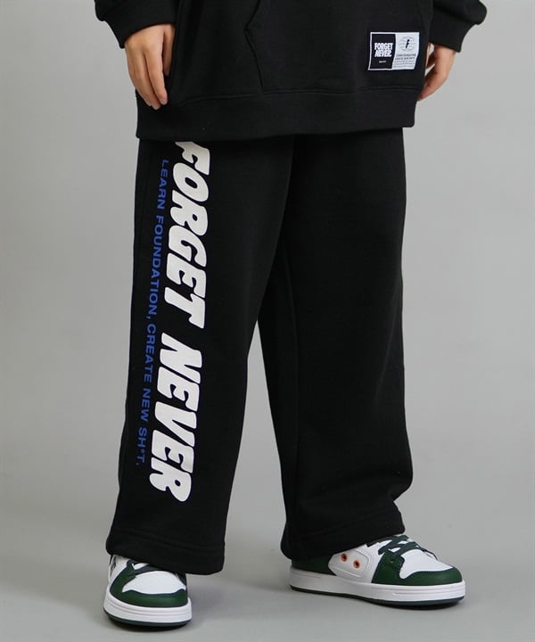 FORGET NEVER フォーゲットネバー スウェット ロングパンツ キッズ ジュニア 子供 ロゴ ウエストゴム 裾ドローコード 裏毛 254OO3LP146FN ムラサキスポーツ限定