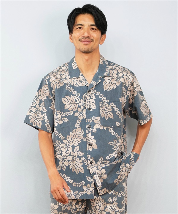 Mighty Surf Club マイティーサーフクラブ 半袖 シャツ メンズ アロハシャツ 総柄 セットアップ対応 MTS25SS01 ムラサキスポーツ限定
