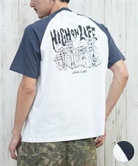 LURKING CLASS ラーキングクラス 半袖 Tシャツ メンズ ラグランスリーブ バックプリント ST25STM11 ムラサキスポーツ限定(WH/BK-M)