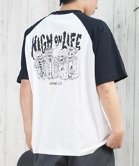 LURKING CLASS ラーキングクラス 半袖 Tシャツ メンズ ラグランスリーブ バックプリント ST25STM11 ムラサキスポーツ限定(WH/BK-M)