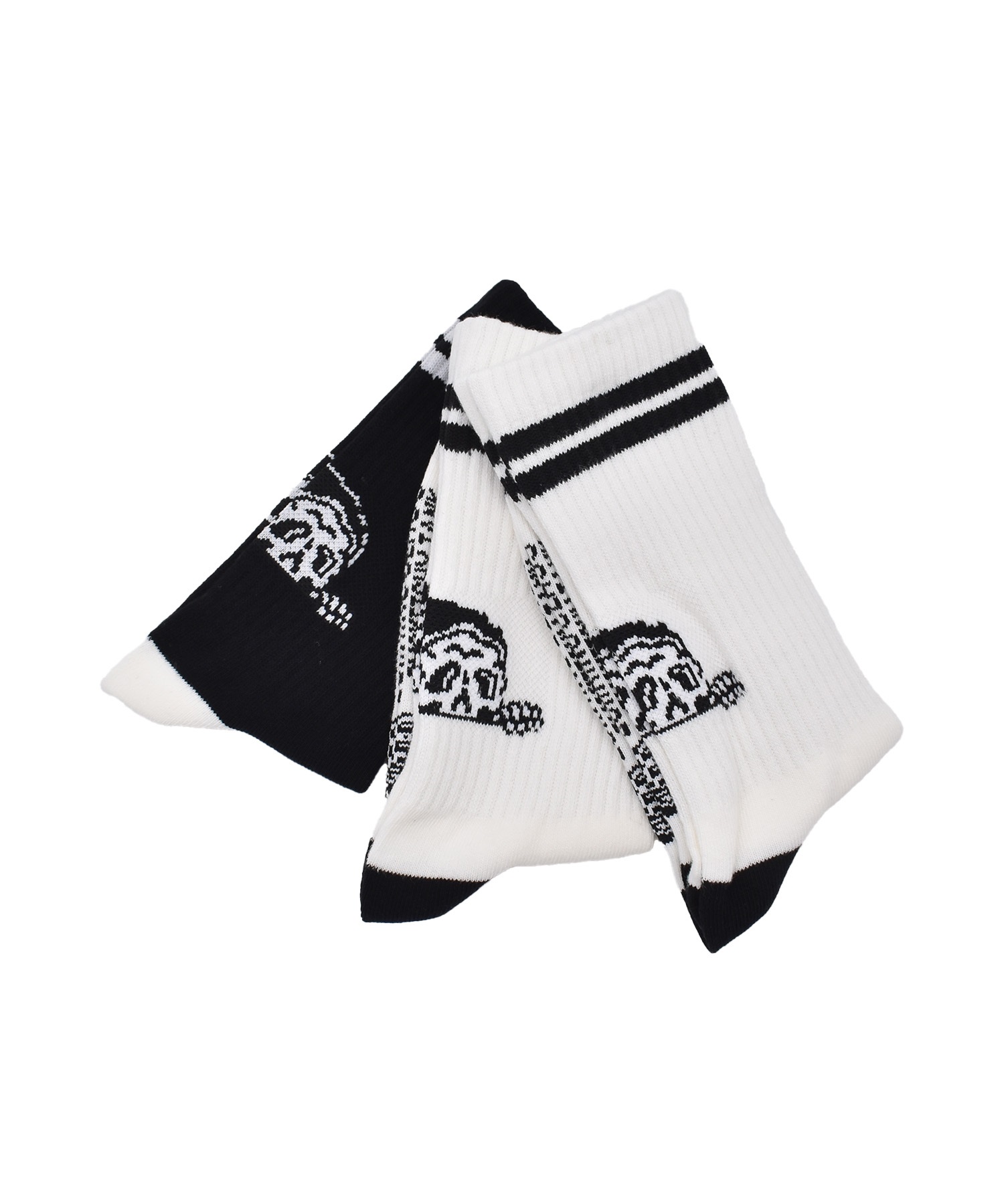 LURKING CLASS ラーキングクラス 靴下 キッズ ジュニア 子供 クルー丈ソックス 3足セット COPRO KIDS 3PACK SOCKS STAM01K(BK/W-23.0cm)