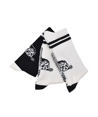 LURKING CLASS ラーキングクラス 靴下 キッズ ジュニア 子供 クルー丈ソックス 3足セット COPRO KIDS 3PACK SOCKS STAM01K(BK/W-23.0cm)