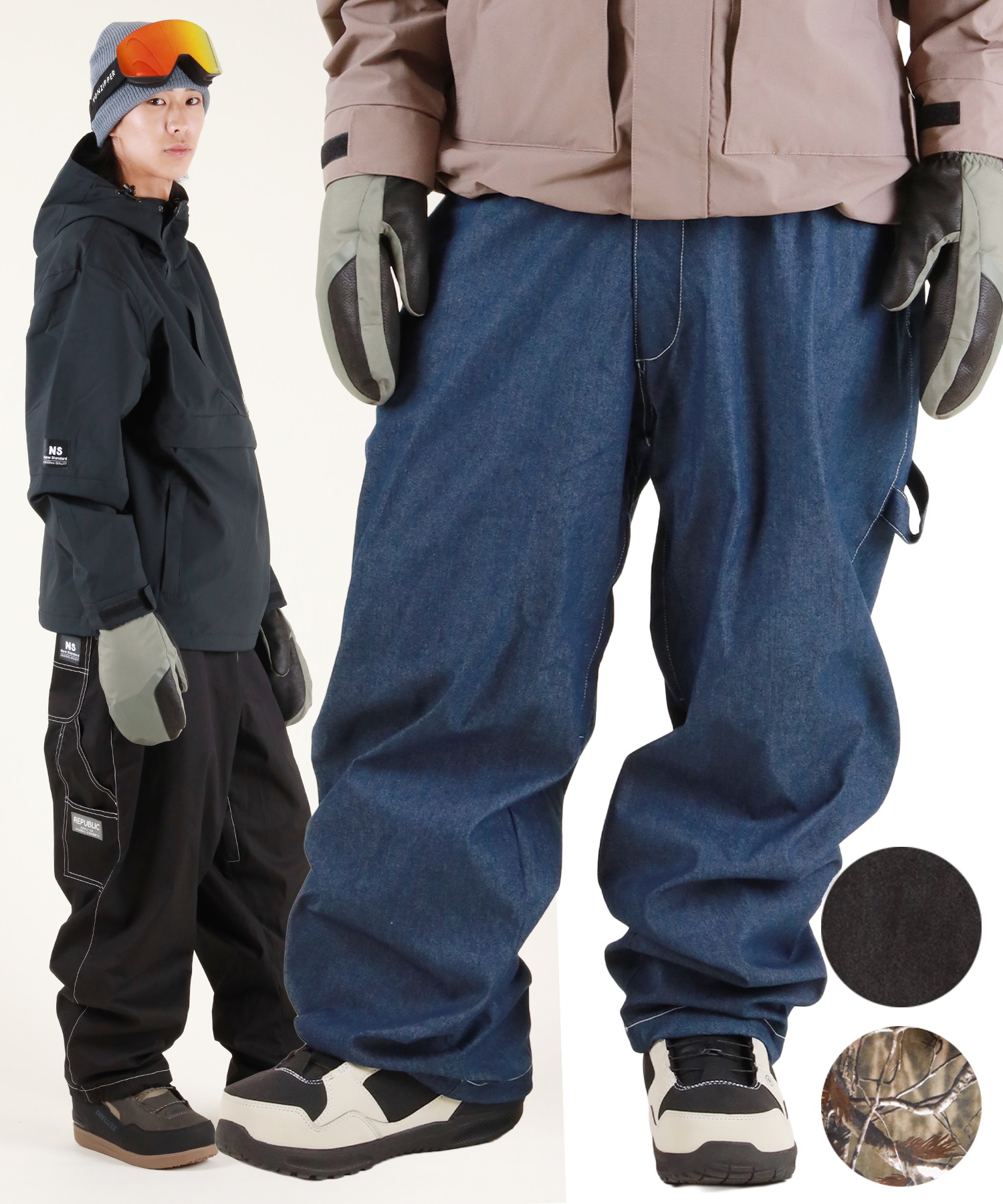 REPUBLIC リパブリック WIDE PAINTER PANTS スノーボード ウェア パンツ ユニセックス ムラサキスポーツ 25-26モデル MM E30 【2526】(BLACK-S)