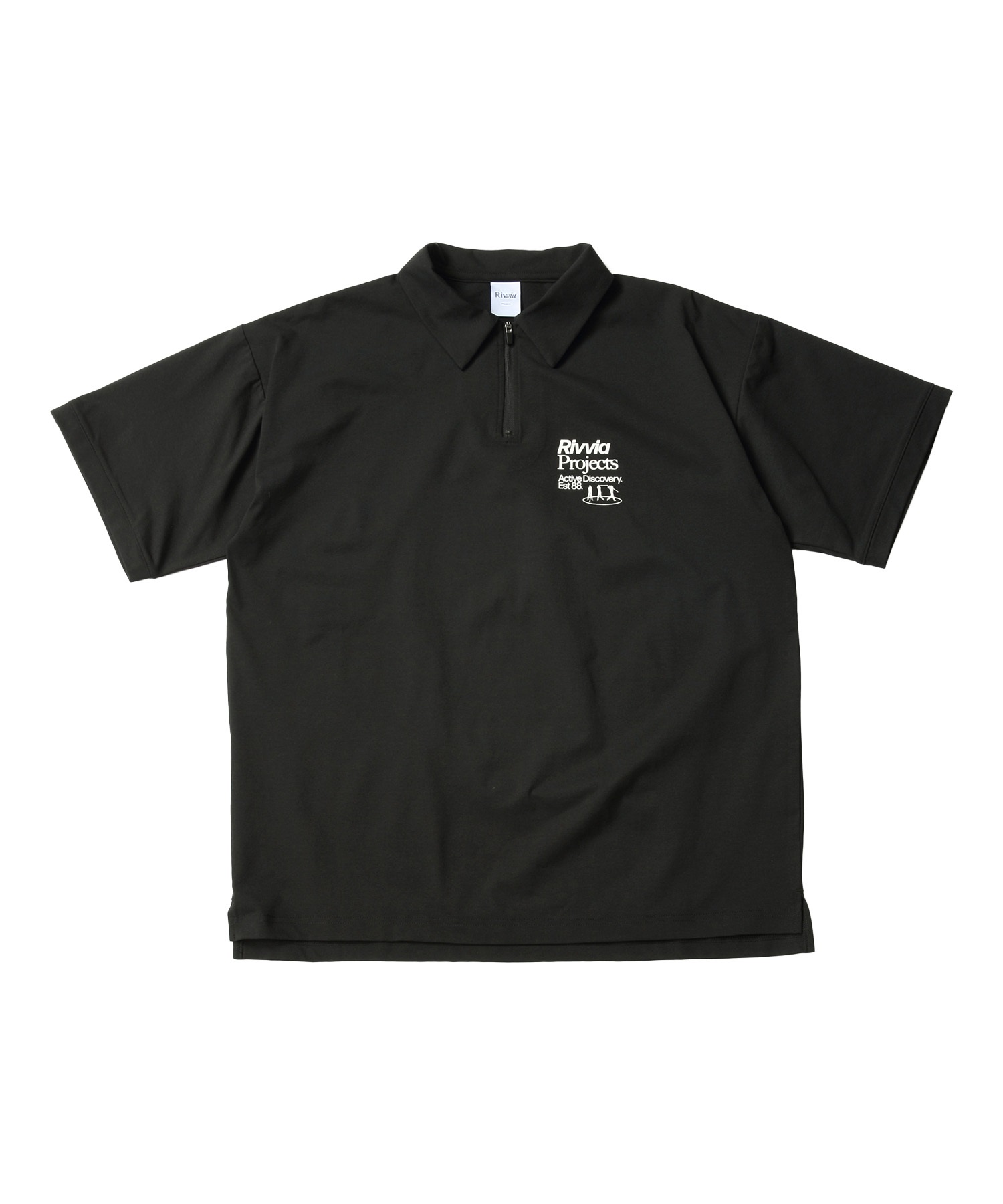 Rivvia PROJECTS リヴィアプロジェクツ 水着 ラッシュガード 半袖 ポロシャツ メンズ 水陸両用 UVカット RQ2-W10(BLK-M)